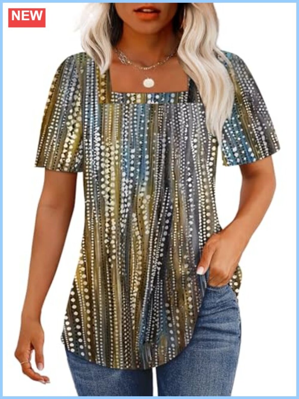 Pleated Square Neck Puff Sleeve T Shirt Dressy Casual Loose Fit Top